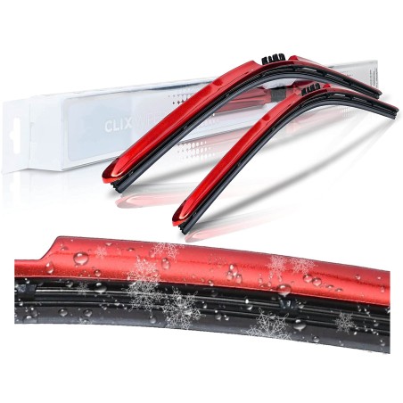 (CC-WB) AutoTex Clix Chrome Collection Wiper Blade, Red [‎AutoTex-CC-RD]