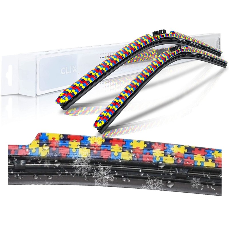 (CC-WB) AutoTex Clix Injk Collection Wiper Blade, Puzzle [‎AutoTex-IN-Puzzle]