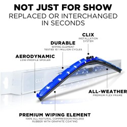 (CC-WB) AutoTex Clix Injk Collection Wiper Blade, Stars [‎AutoTex-IN-Stars]