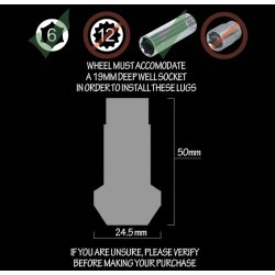 (CC-WRLN) Sickspeed 50Mm Aluminum Extended Lug Nuts [SP50M-NC]