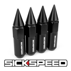 (CC-WRLN) Sickspeed 60Mm Spiked Aluminum Extended Lug Nuts [SP60MS-BK]