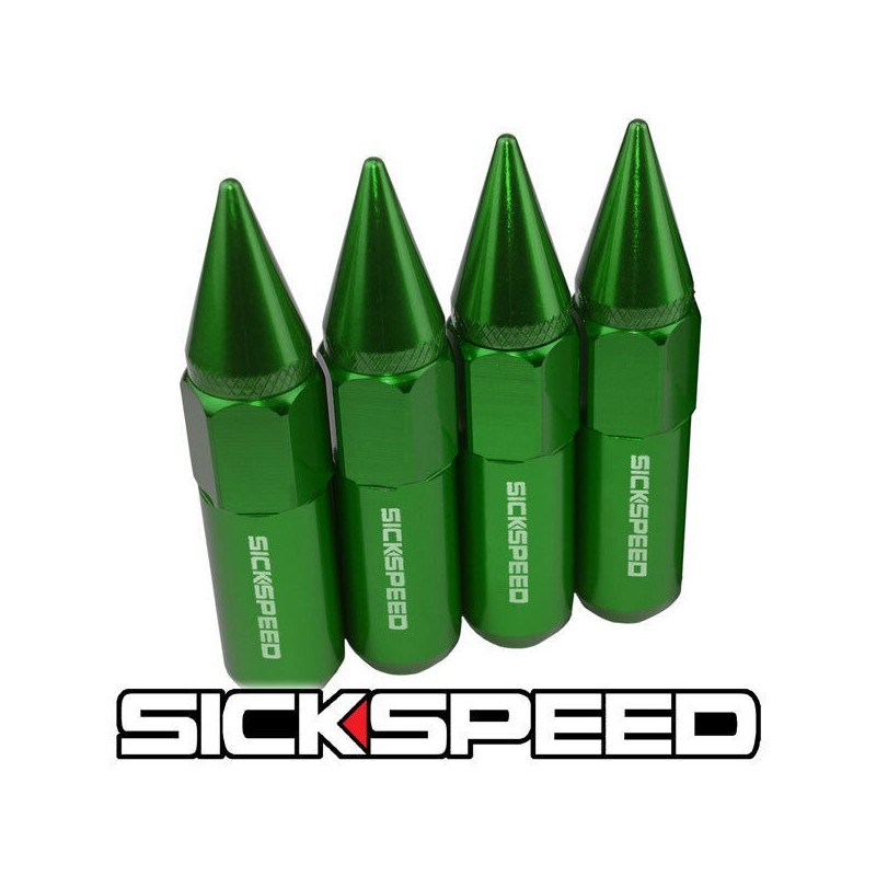 (CC-WRLN) Sickspeed 60Mm Spiked Aluminum Extended Lug Nuts [SP60MS-GN]