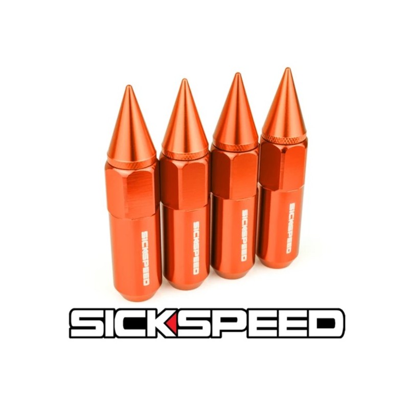 (CC-WRLN) Sickspeed 60Mm Spiked Aluminum Extended Lug Nuts [SP60MS-OR]