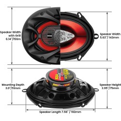 (C-AV-SP) BOSS Audio Systems Chaos Series 5” x 7” Car Stereo Door Speakers, Red [‎CH5730]